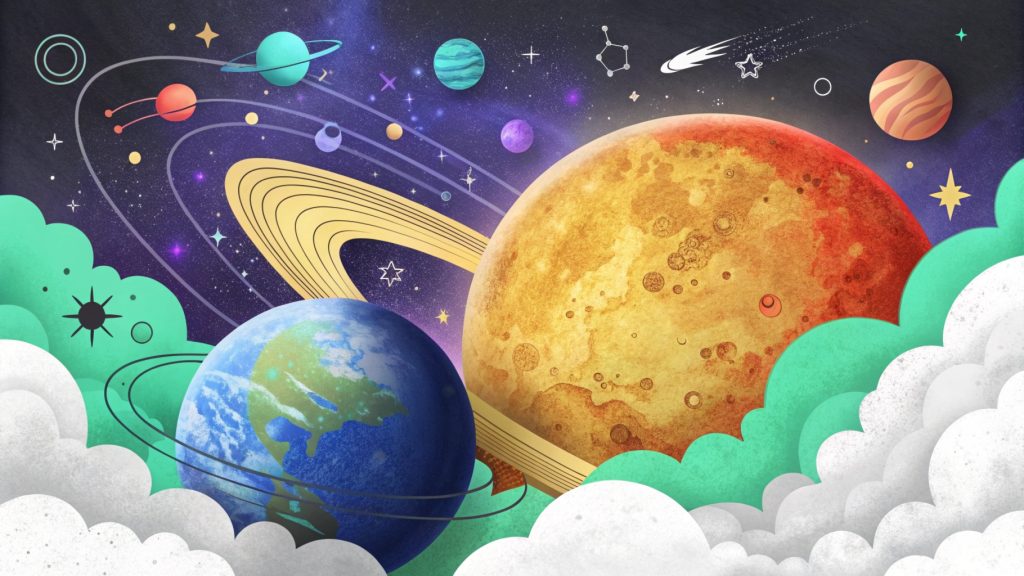 Die Planeten Erde und Merkur